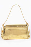 Metallic Croc Embossed Shoulder Bag