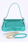 Metallic Croc Embossed Shoulder Bag