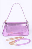 Metallic Croc Embossed Shoulder Bag