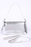 Metallic Croc Embossed Shoulder Bag