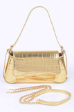 Metallic Croc Embossed Shoulder Bag