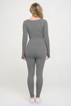 Ribbed Knit Jumpsuit Long Sleeve