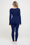 Ribbed Knit Jumpsuit Long Sleeve